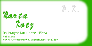 marta kotz business card